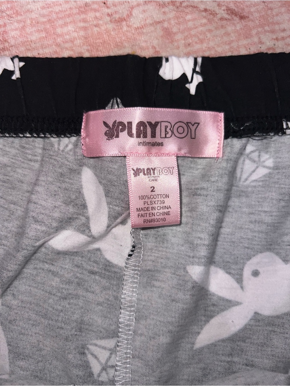 PLAYBOY Black and White Bunny-Print Pajama Pants vintage y2k - Picture 2 of 3